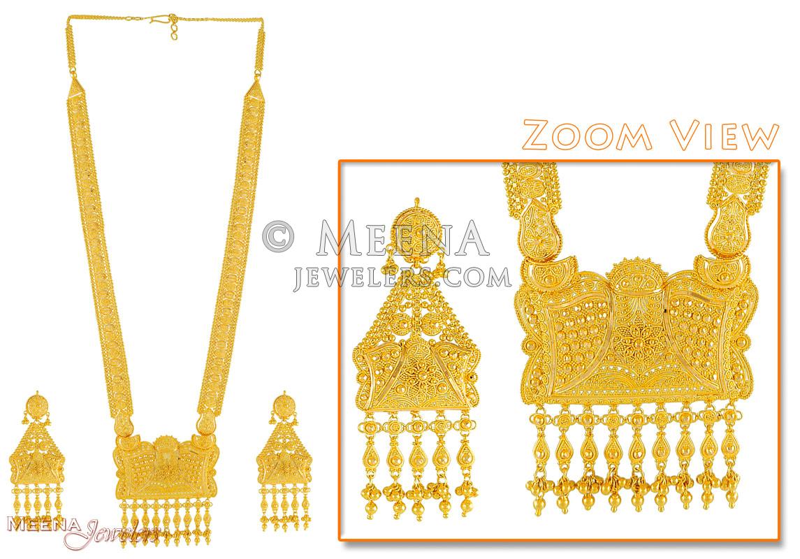 22K Gold Long Necklace and Earrings set StBr3355 22K Gold Long Necklace and Earrings set is