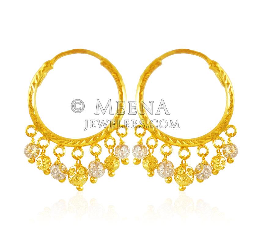 22k Gold Hoops With Balls ErHp21255 22k Gold Hoops earring is