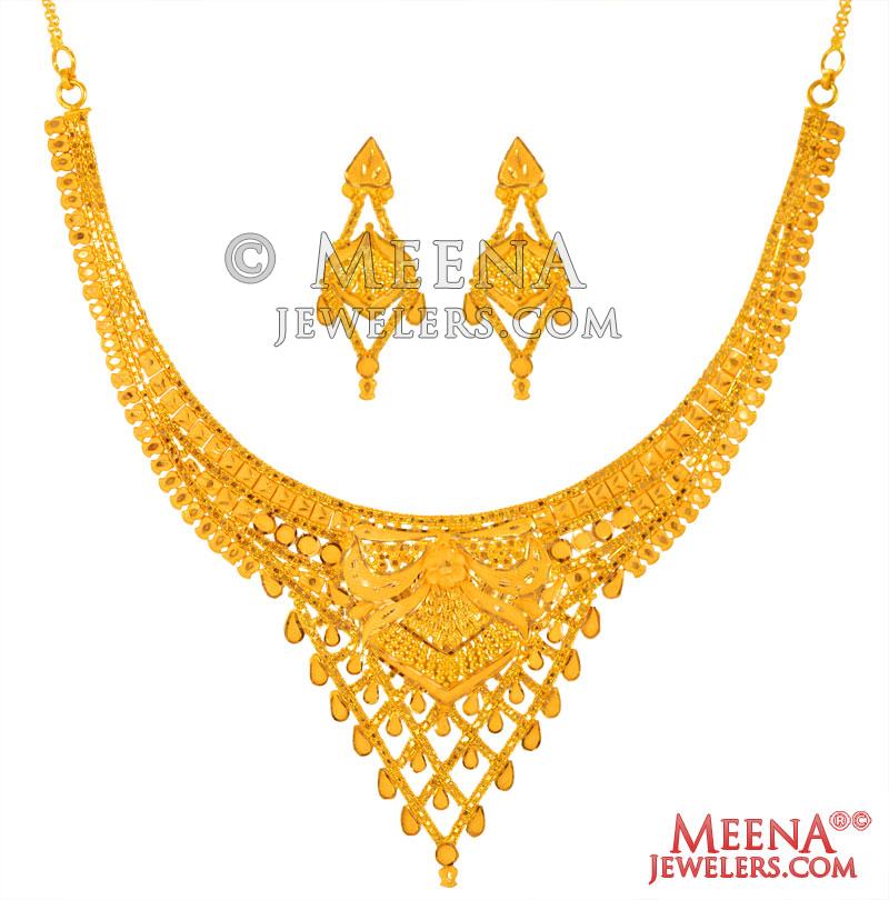 Karat Gold Necklace Set Stgo K Gold Necklace Earring Set