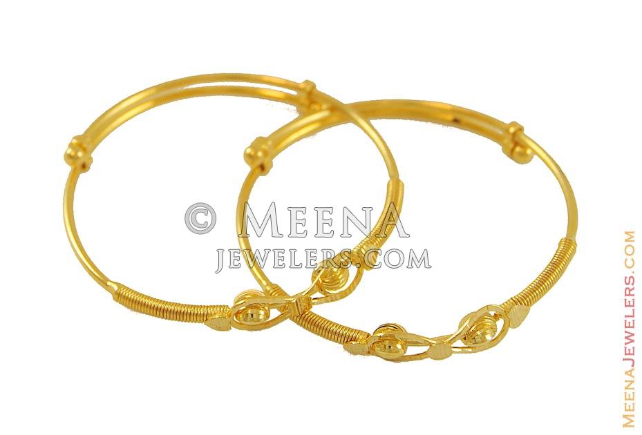 22K Baby Bangle(2 pcs) BjBa7773 22k yellow gold baby bangles (2 pcs