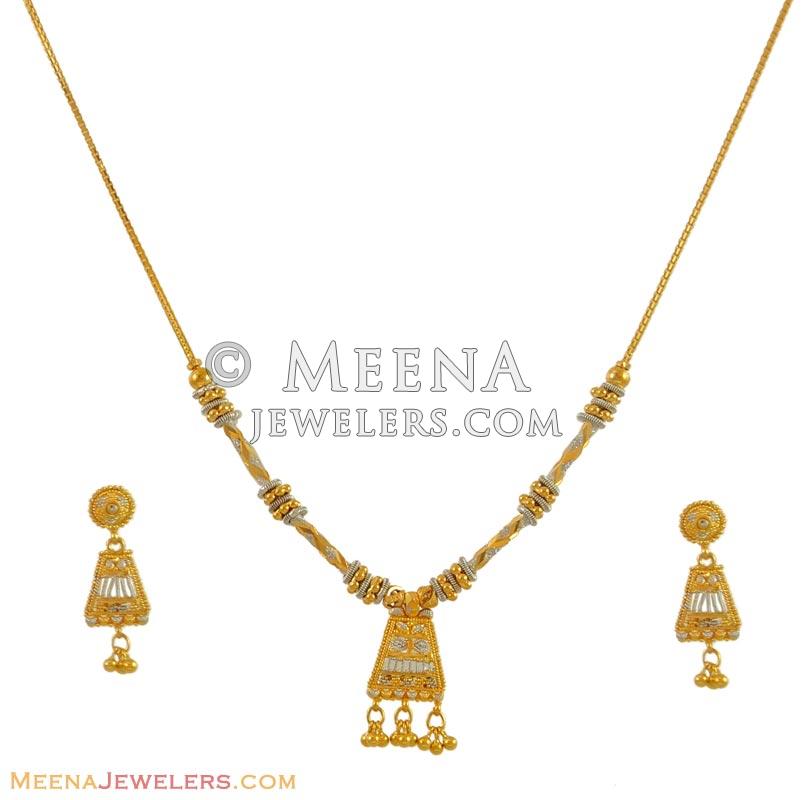 K Two Tone Necklace Set Stls K Gold Necklace And Earrings