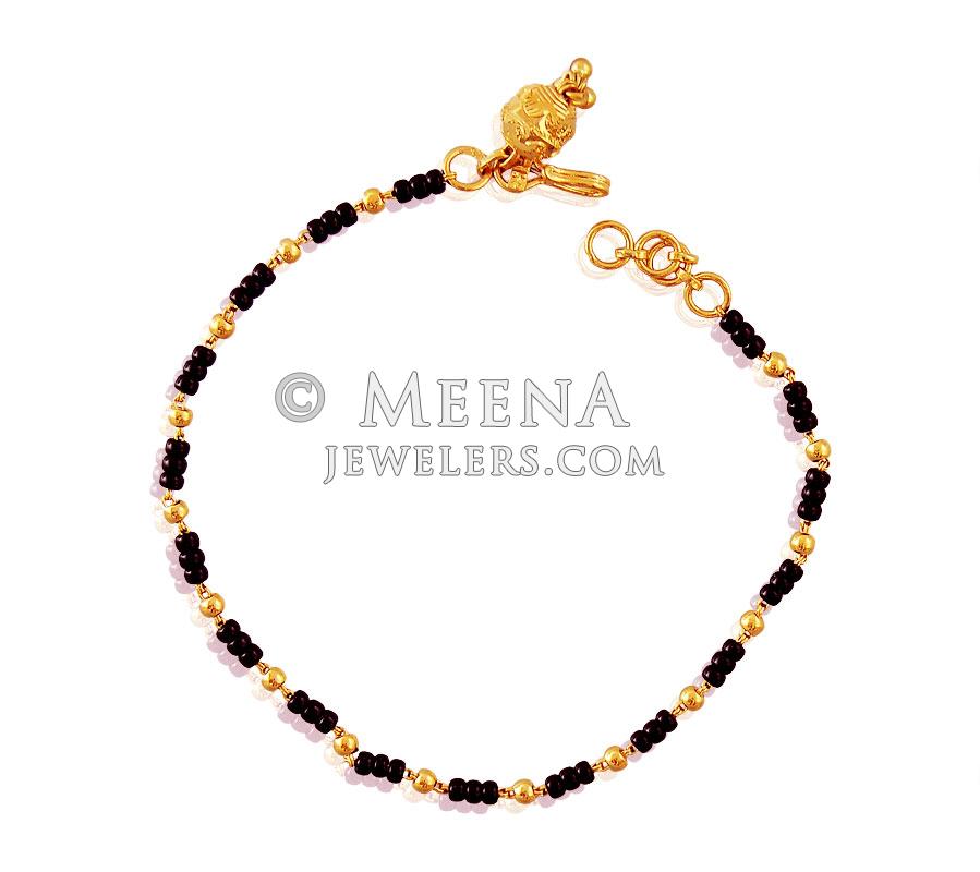 22K Gold Black Beads Bracelet BrLa18101 22K Gold bracelet for