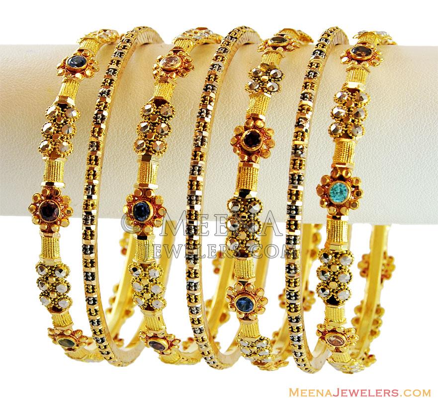 Indian Bangles Set 22K Gold BaSt14201 22 Karat Indian Gold Round