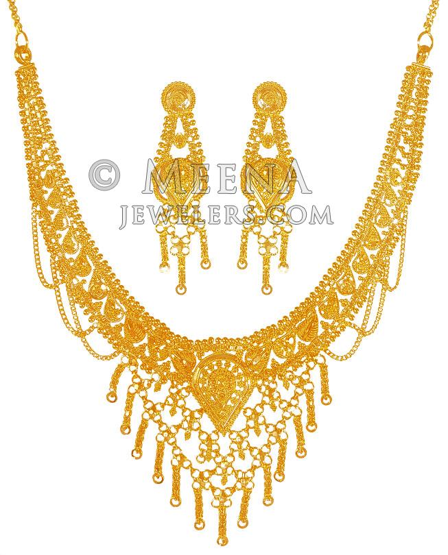 Karat Gold Necklace Earring Set Stls Karat Gold Necklace