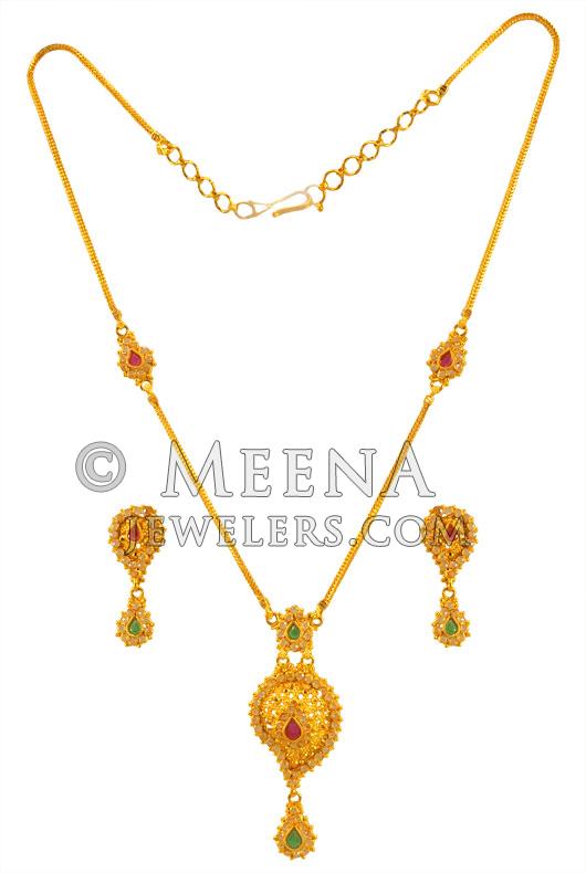 22Karat Gold Necklace Set StGd22111 22Karat Gold Dokia Pendant