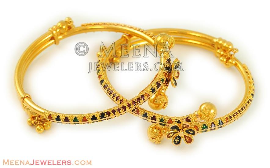 Meenakari Baby Bangle(22k) baby7042 22k gold baby bangles in