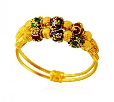 22kt Gold Meenakari Ring  ( Ladies Gold Ring )