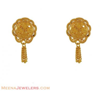 22k Gold Hanging Earrings ( 22 Kt Gold Tops )