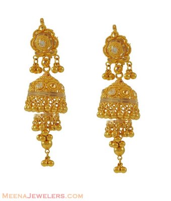 Designer Chandelier Jhumki(22k) ( 22Kt Gold Fancy Earrings )