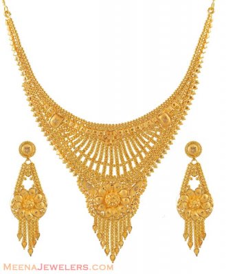 Gold Necklace and earring set ( 22 Kt Gold Sets )
