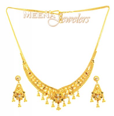 22Kt Gold Necklace and Earrings Set ( 22 Kt Gold Sets )