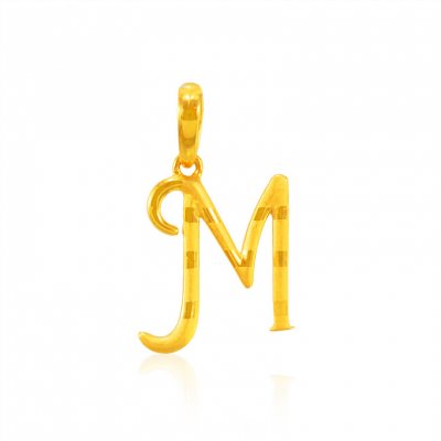 22Kt Gold Initial Pendant (M) ( Initial Pendants )