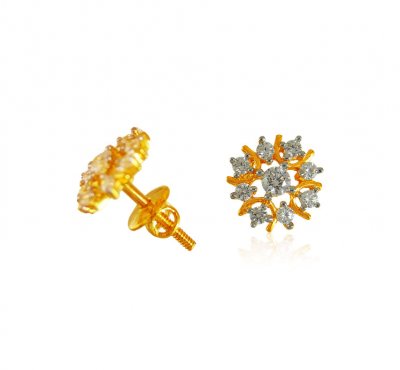 22Kt Gold Tops with CZ  ( Signity Earrings )