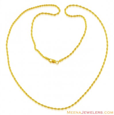 22k Fancy Hollow Rope Chain (22 in) ( Plain Gold Chains )