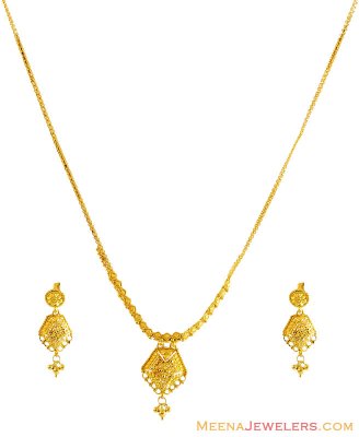 22K Gold Filigree Necklace Set  ( Light Sets )