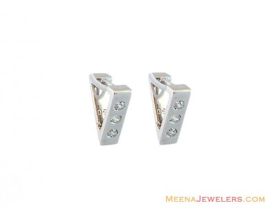 18K White Gold Triangle Earrings  ( White Gold Earrings )