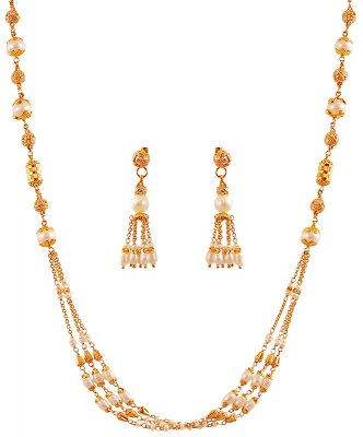 Gold Designer Pearls Necklace Set ( Gold Designer Sets )