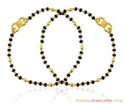 Gold Baby Bracelet With Black Beads ( Black Bead Bracelets )