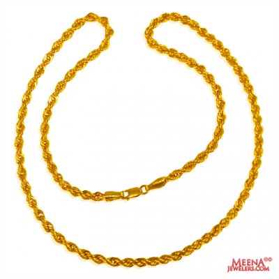 22 Kt Hollow Rope Chain (18 Inches) ( Plain Gold Chains )