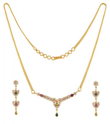 Gold Stone Necklace Set ( Gold Designer Sets )