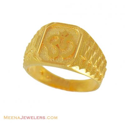 Mens Gold Rings on 22k Gold Designer Om Ring   Rims7743   22k Yellow Gold Mens Ring