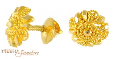 Gold Filigree Earrings  ( 22 Kt Gold Tops )