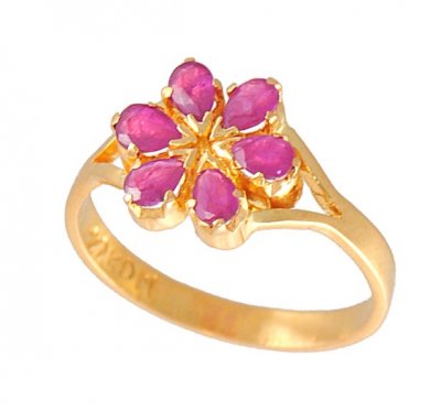 Gold Ring with Ruby ( Ladies Rings with Precious Stones )