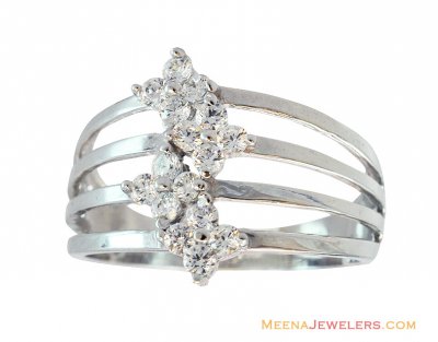 18K Fancy Floral Ring ( Ladies White Gold Rings )