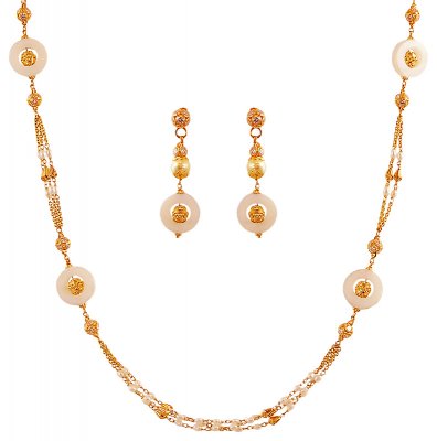 Fancy Pearls Gold Necklace Set ( Gold Designer Sets )