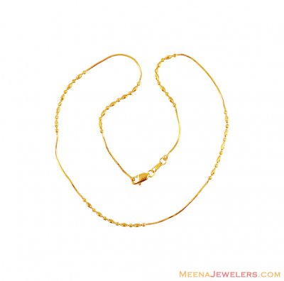 Gold Rice Balls Chain (16 Inch) ( 22Kt Gold Fancy Chains )