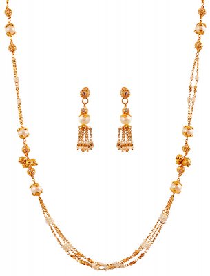 22K Designer Pearls Necklace Set ( Light Sets )