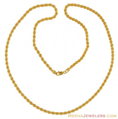 22k Yellow Gold Hollow Chain(16 Inch) ( Plain Gold Chains )