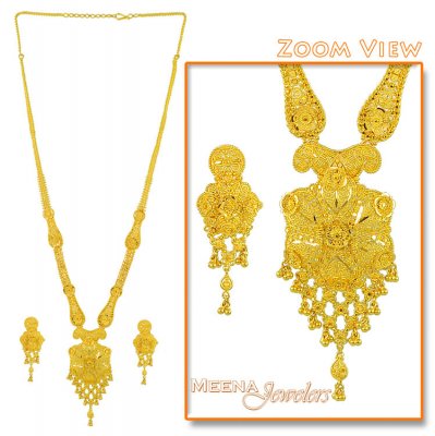 22Kt Gold Long Necklace and Earrings Set ( Bridal Necklace Sets )
