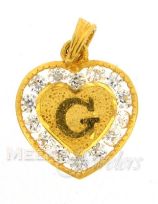 22Kt Gold Pendant with Initial(G) ( Initial Pendants )
