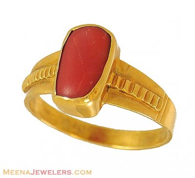 Astrological Coral Ring (22k Gold) ( Astrological BirthStone Rings )