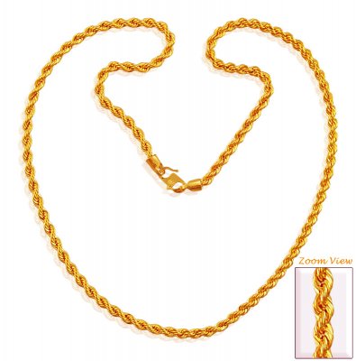 22k Rope Chain (18 Inch) ( Men`s Gold Chains )