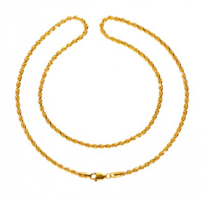 22K Gold Two Tone  Rope Chain ( 22Kt Gold Fancy Chains )