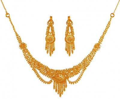 Traditional 22K Gold Necklace Set ( 22 Kt Gold Sets )