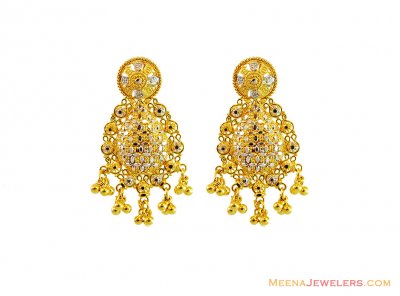 Indian Filigree Earrings (22Karat) ( 22Kt Gold Fancy Earrings )