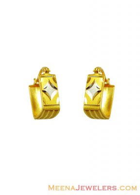 22K Fancy Gold Rectangular Hoops  ( Hoop Earrings )