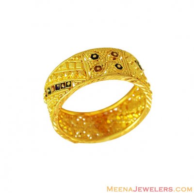 22K Gold Ladies Meenakari Band ( Ladies Gold Ring )