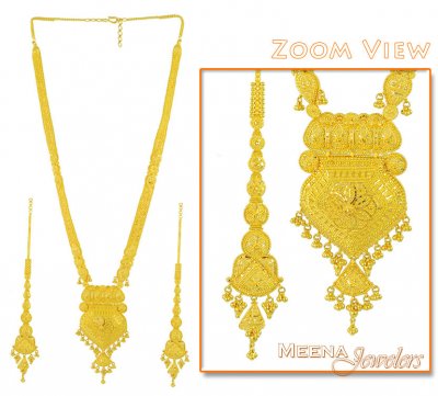 22Kt Gold Long Necklace Set ( Bridal Necklace Sets )