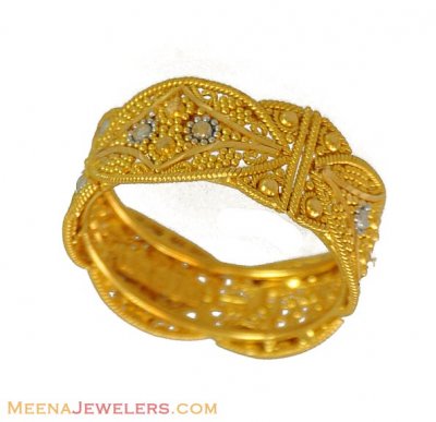 Indian Gold Two Tone  Band ( Ladies Gold Ring )