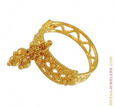 22k Gold Ring with Hanging Balls ( Ladies Gold Ring )
