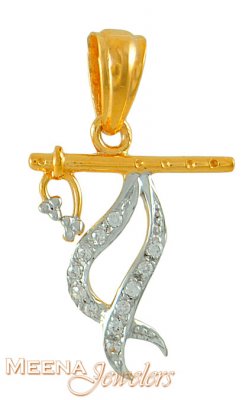 22kt gold flute with ribbon ( Ganesh, Laxmi and other God Pendants )