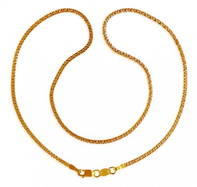 22k Gold  Two Tone Chain (16 In) ( Plain Gold Chains )