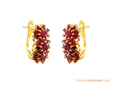 22K Genuine Ruby Stone Earrings  ( Precious Stone Earrings )