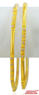 22k Gold CZ Stone Bangles (2PC) ( Gold Bangles )