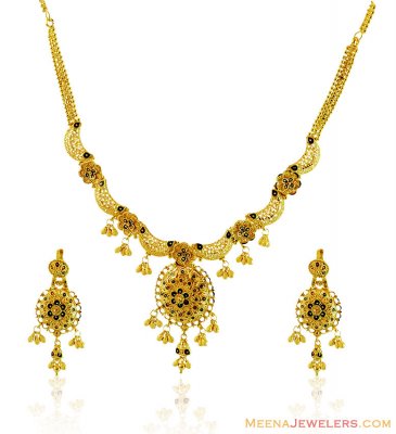 Meenakari Gold Necklace Set ( 22 Kt Gold Sets )