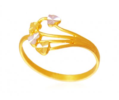 22K Simple 2 Tone Ladies Ring  ( Ladies Gold Ring )